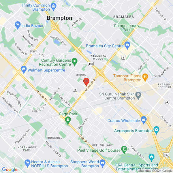 Ontario Conservatory of Music location map: 284 Queen Street East, Brampton, Brampton, Ontario